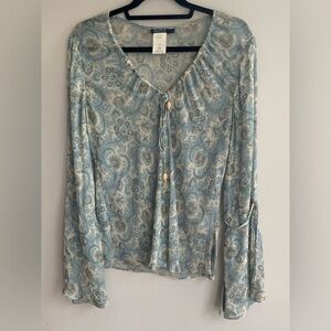 Allen B. By Allen Schwartz Light Blue Paisley Blouse